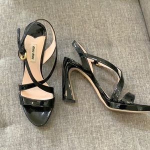 Miu Miu by Prada Black Patent Heels 38.5 Shoes